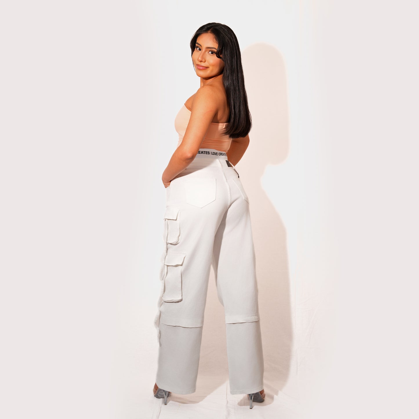 Hey Girl Cargo Pants White